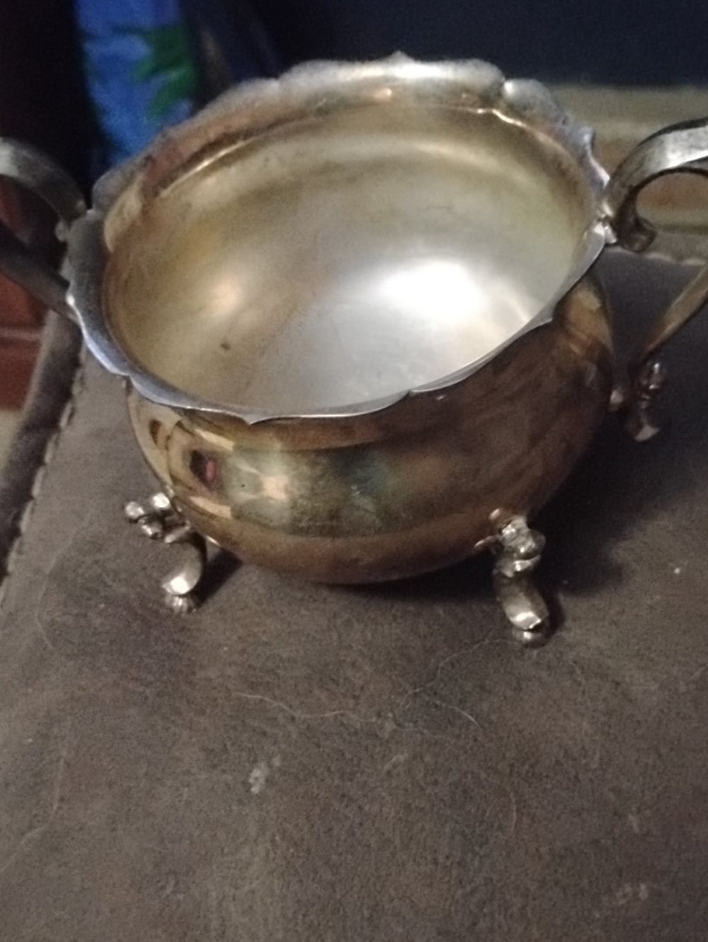 Two-Handled Silver-Tone Sugar Bowl — Classic Footed Serveware